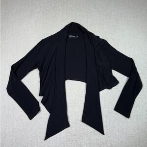 Sympli Womens 10 Black Long Sleeve Shrug Stretch Travel Layering Top Knitwear